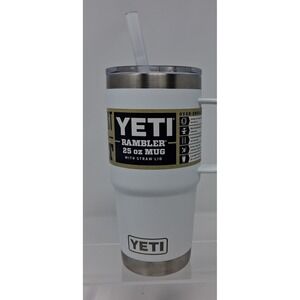 YETI Rambler 25 oz Mug with Straw Lid White Stainless Steel Insulated Tumbler